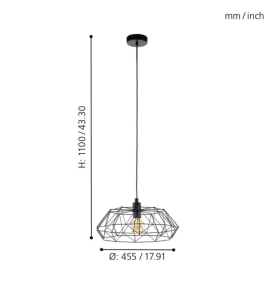 Lámpara colgante decorativa Eglo Carlton 2 negra