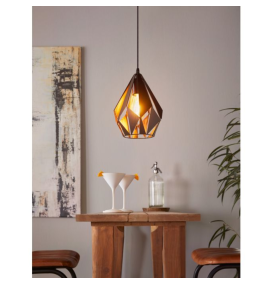 Lámpara colgante decorativa Eglo Carlton 1 negra y cobre
