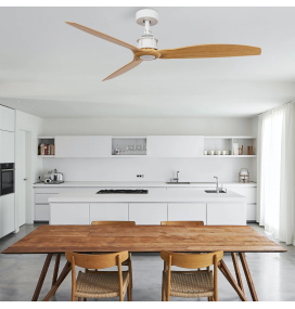 Ventilador de techo Faro Just Fan blanco y madera Ø128cm