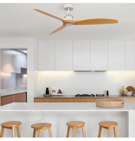 Ventilador de techo Faro Just Fan blanco y madera Ø128cm