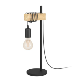 Lámpara de mesa Eglo Townshend madera y negra