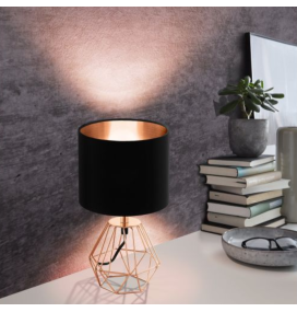 Lámpara de mesa Eglo Carlton 2 negra y cobre