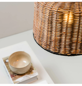 Lámpara colgante Faro Saipan ratán y negro