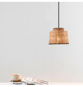 Lámpara colgante Faro Saipan ratán y negro