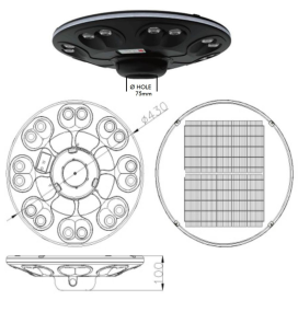 Cabeza de farola led solar 15W negra