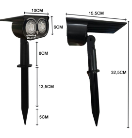 Aplique de pared y pica led solar 4500K IP65 negra