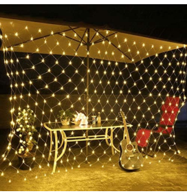 Cortina de luz led solar efecto red 3x1,5m cálida