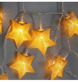 Guirnalda led estrellas doradas 1,35m con pilas cálida