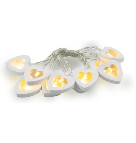 Guirnalda led corazones de madera 1,95m cálida