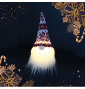 Gnomo navideño con luz led 16cm
