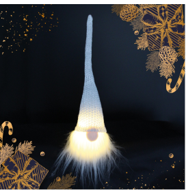Gnomo navideño con luz led 16cm blanco