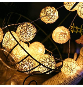 Guirnalda led bolas de madera 1,35m cálida