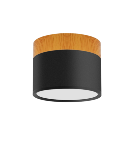 Plafón 6P12M7 12W negro y madera