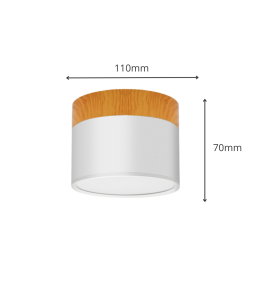 Plafón 6P12M6 12W blanco y madera