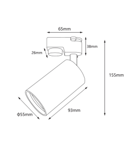 Foco de carril led monofásico 68T1M7 negro y madera