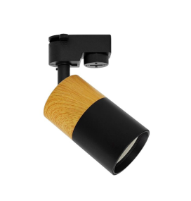 Foco de carril led monofásico 68T1M7 negro y madera