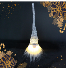 Gnomo navideño con luz led Gelbin 26cm gris