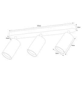 Aplique de techo o pared triple blanco