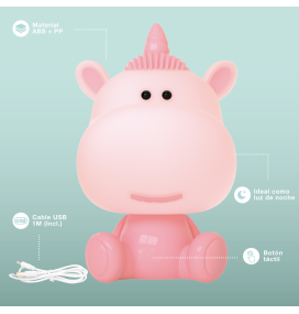 Lámpara de mesa infantil Unicornio rosa