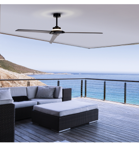 Ventilador led de techo con aspas reversibles Mantra Brisa negro y madera IP44