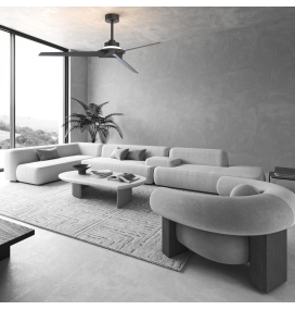 Ventilador led de techo con aspas reversibles Mantra Brisa negro y madera IP44