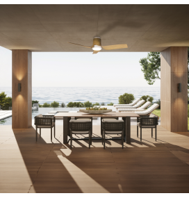 Ventilador led de techo con aspas Mantra Ushuaia blanco y madera