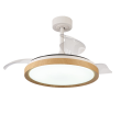 Ventilador led con aspas retráctiles Mantra Mistral blanco y madera