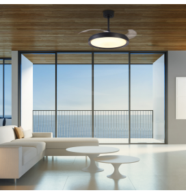 Ventilador led con aspas retráctiles Mantra Mistral negro