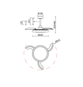 Ventilador led con aspas retráctiles Mantra Mistral negro