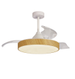 Ventilador led con aspas retráctiles Mantra Alaska blanco y madera