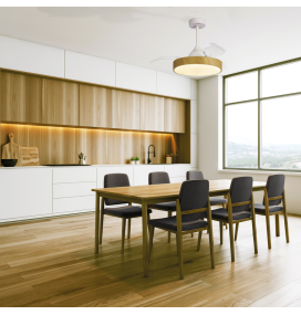 Ventilador led con aspas retráctiles Mantra Alaska mini blanco y madera