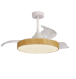 Ventilador led con aspas retráctiles Mantra Alaska mini blanco y madera
