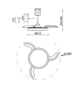 Ventilador led con aspas retráctiles Mantra Siberia negro RGB