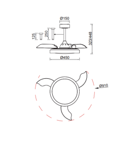 Ventilador led con aspas retráctiles Mantra Siberia mini negro RGB