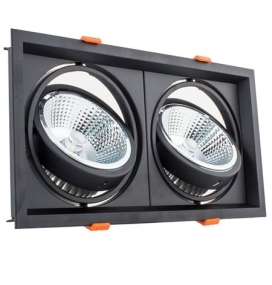 APLIQUE AR111 CUADRADO DOBLE NEGRO BASCULANTE