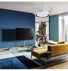 Ventilador de techo led con aspas retráctiles Kigali 36-72W blanco y negro