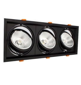 APLIQUE AR111 CUADRADO TRIPLE NEGRO BASCULANTE