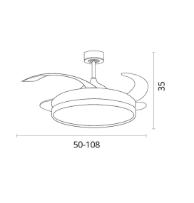Ventilador de techo led con aspas retráctiles Kigali 36-72W blanco y oro