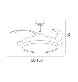 Ventilador de techo led con aspas retráctiles Kigali 36-72W blanco