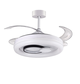 Ventilador de techo led con aspas retráctiles Hersa 58-116W blanco y negro