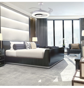 Ventilador de techo led con aspas retráctiles Hersa 58-116W blanco y negro