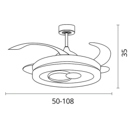 Ventilador de techo led con aspas retráctiles Hersa 58-116W blanco y negro