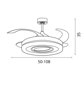 Ventilador de techo led con aspas retráctiles Acanto 36-72W oro