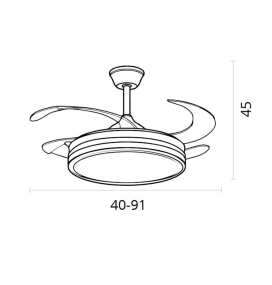Ventilador de techo led Asgard mini 36-72W con aspas retráctiles blanco