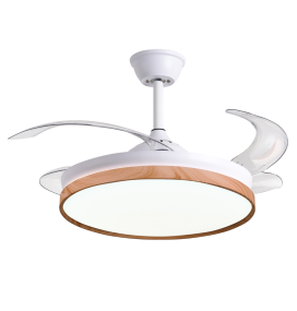 Ventilador de techo led Cosmos mini 24-48W con aspas retráctiles blanco y haya