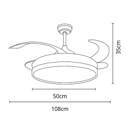 Ventilador de techo led Cosmos 36-72W con aspas retráctiles negro y haya