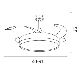 Ventilador de techo led Cosmos mini 24-48W con aspas retráctiles negro y haya