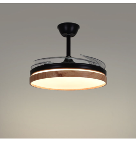 Ventilador de techo led Cosmos mini 24-48W con aspas retráctiles negro y haya