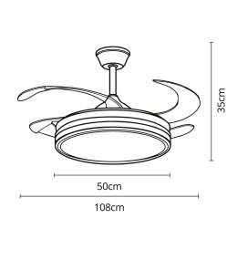 Ventilador de techo led con aspas retráctiles Cocon 36-72 negro