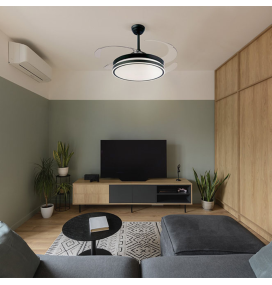 Ventilador de techo led con aspas retráctiles Cocon 36-72 negro